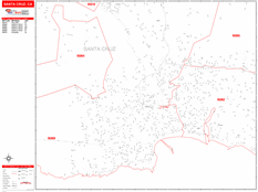 Santa Cruz Digital Map Red Line Style